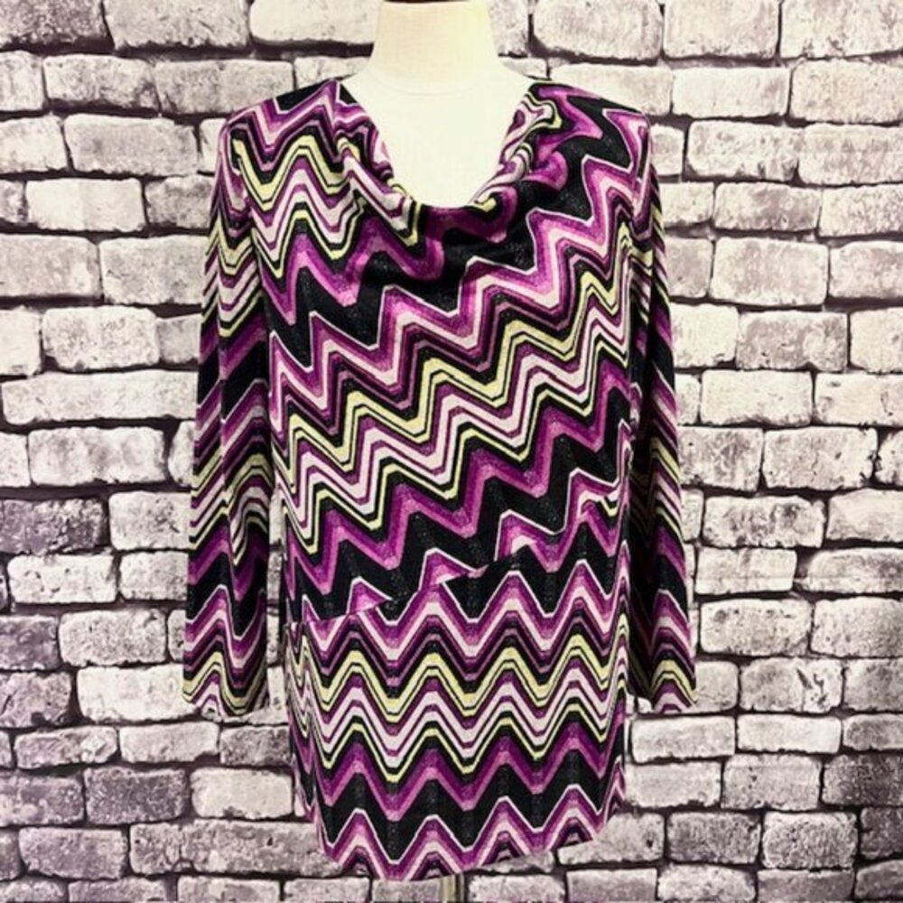 Hot In Hollywood NWT Multicolored Draped Neck Blouse Size XL